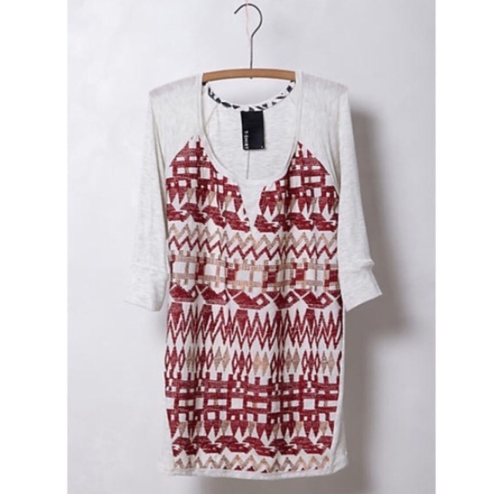 Anthropologie Dolan T-shirt Lamai Embroidered Tee